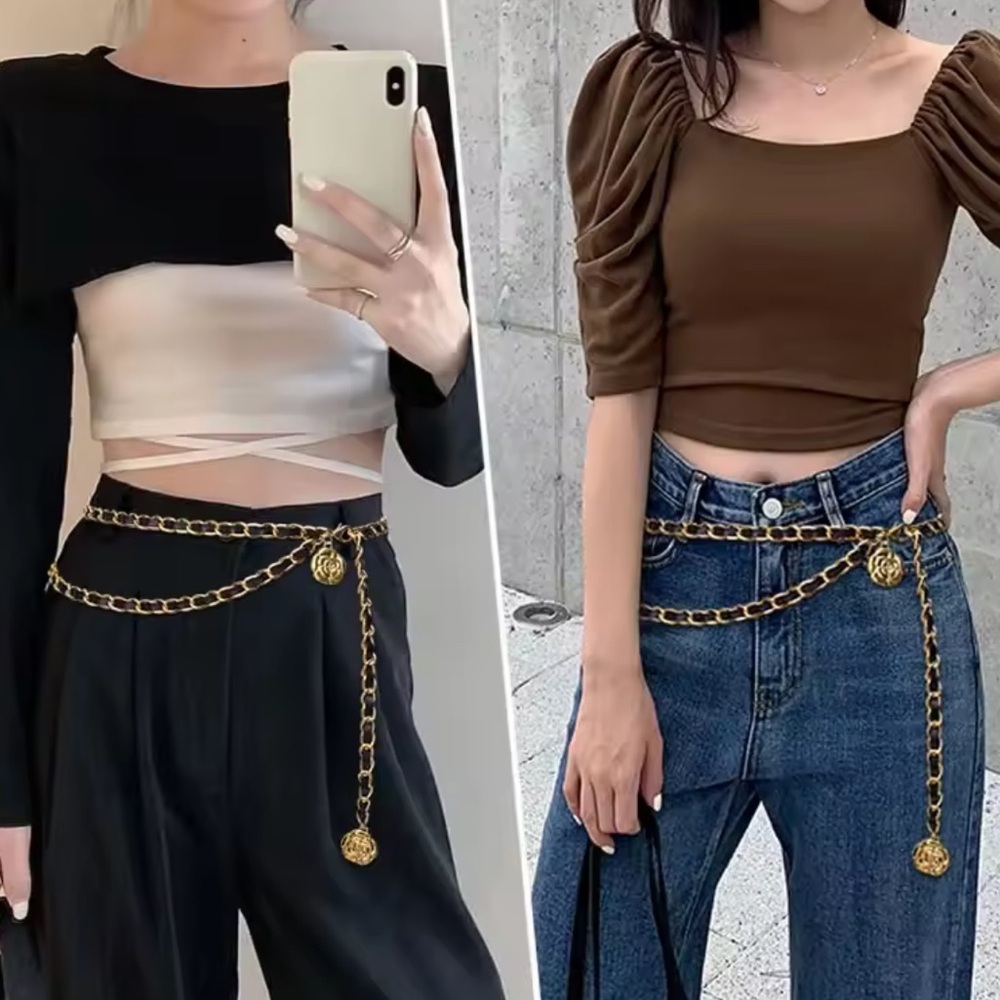 High Quality Metal Waist Chain Belt with Round Flower Pendant - Picture 5 of 9